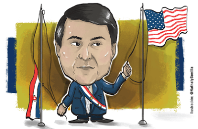 Franco, Federico, iza bandera Estados Unidos
