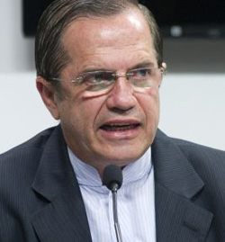 Ecuador's Foreign Affairs Minister Ricardo Patino attends a news conference at his office in Quito
