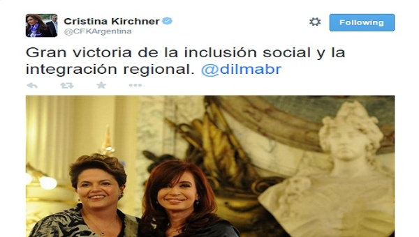 Dilma Rousseff fue reelecta presidenta de Brasil y sus homólogos latinoamericanos saludan su victoria (Foto: Print Twitter)