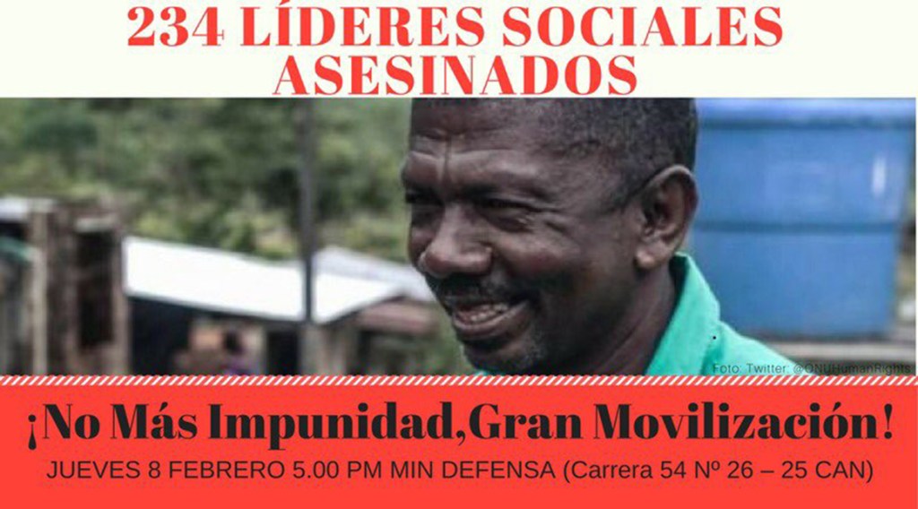 Realizan en Bogotá movilización por respeto a la vida de los líderes&nbsp;sociales