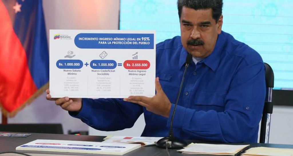 Nuevo ingreso mínimo legal de los trabajadores se ubica en Bs&nbsp;2.555.500
