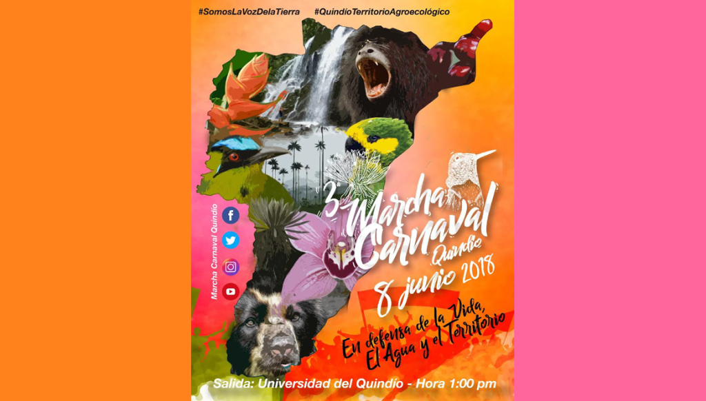 III marcha carnaval en defensa de la vida, el agua y el territorio el 8 de junio en Armenia,&nbsp;Quindío