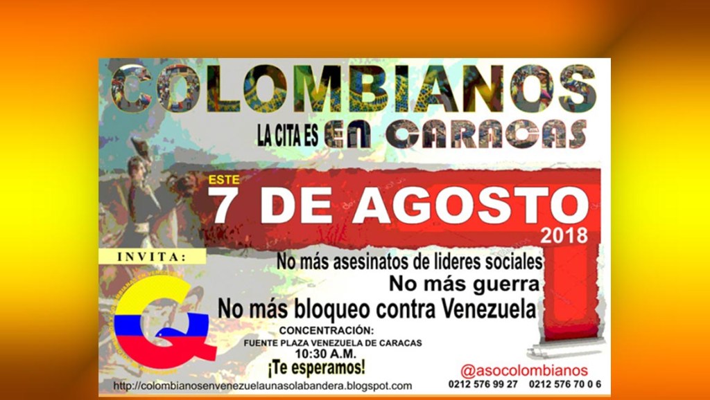 El 7 de agosto marchan colombianos en&nbsp;Caracas