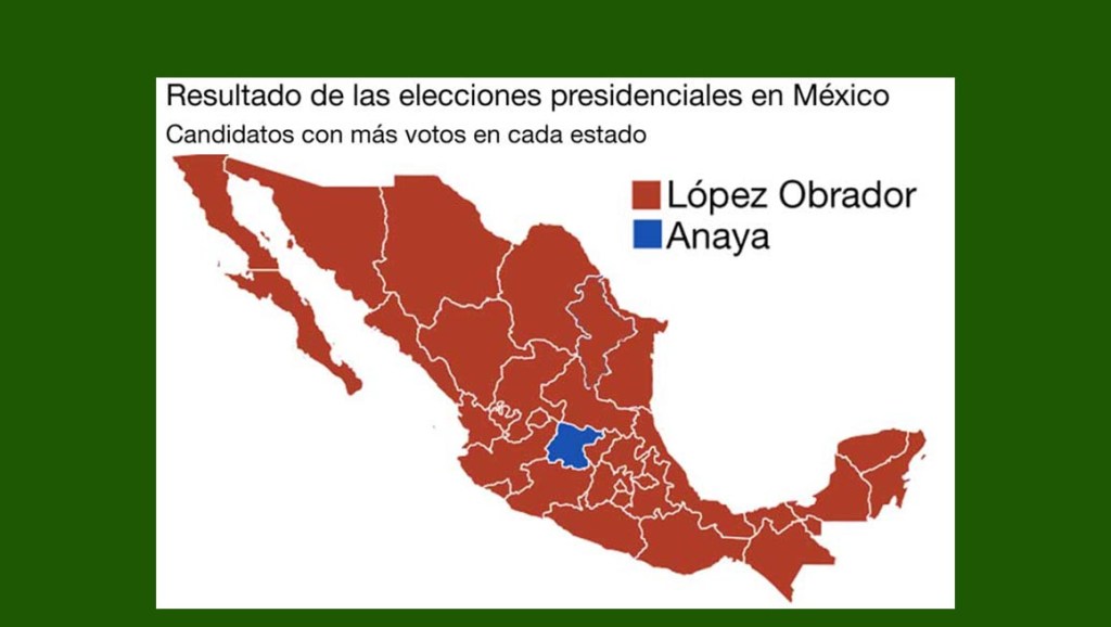 López Obrador ganó en 31 de los 32 estados de la República&nbsp;Mexicana