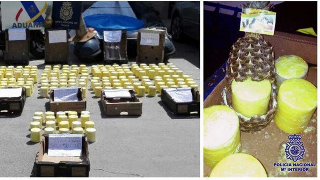 Decomisan en España 67 kilogramos de cocaína ocultos en&nbsp;piñas