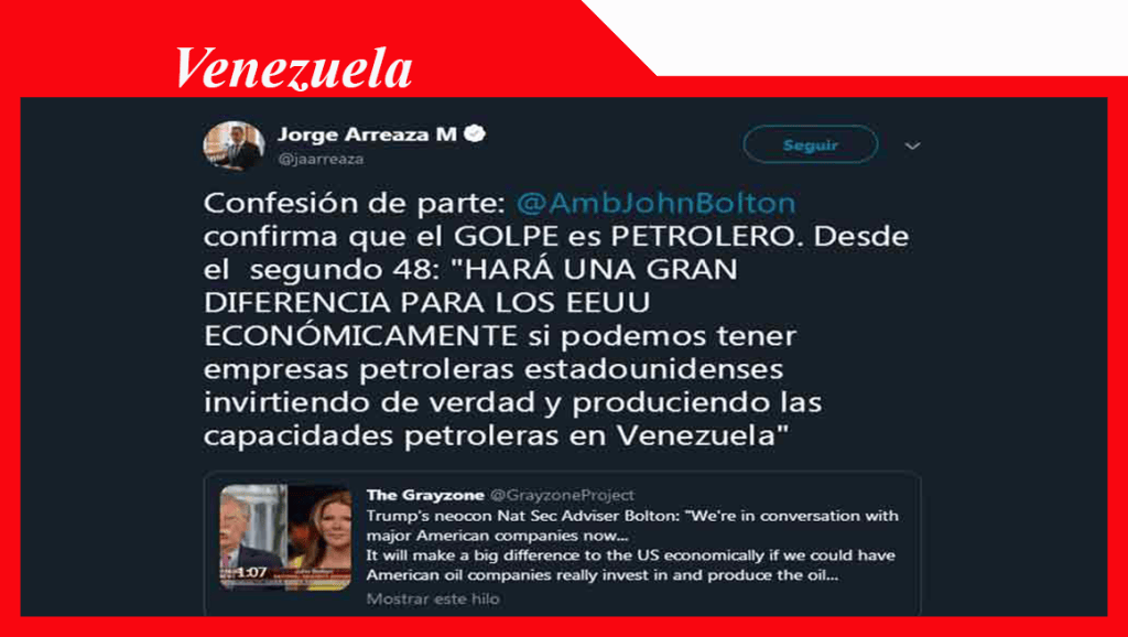 EE.UU. busca apropiarse de petróleo venezolano con golpe de&nbsp;Estado