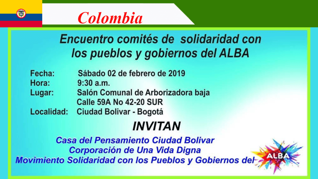 En Bogotá encuentro de Comités de Solidaridad con pueblos y Gobiernos del&nbsp;ALBA