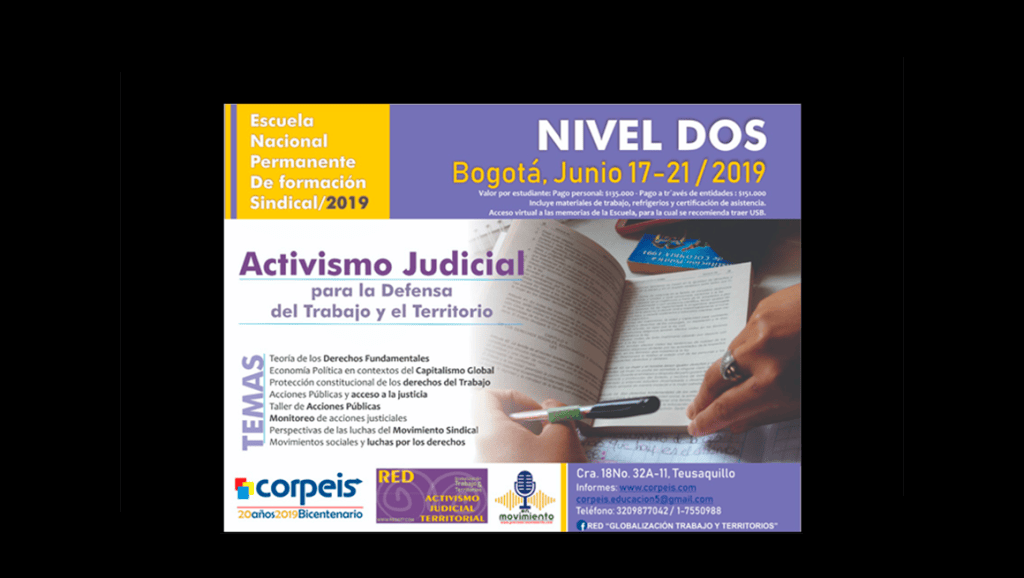 Corporación Corpeis convoca seminario nacional de activismo judicial para la defensa del trabajo y el&nbsp;territorio