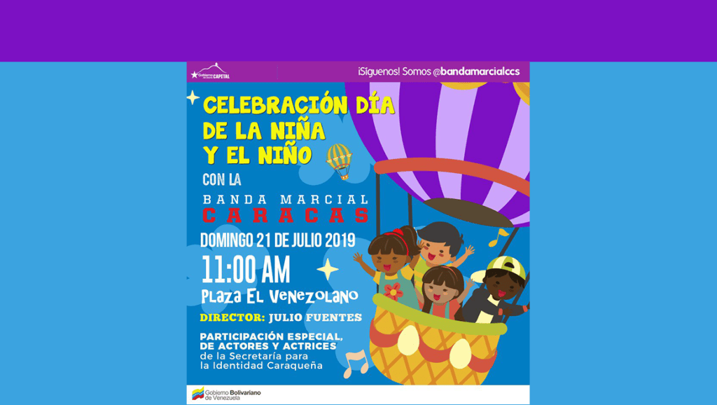Niñas y Niños celebrarán su día con música junto a la Banda Marcial&nbsp;Caracas