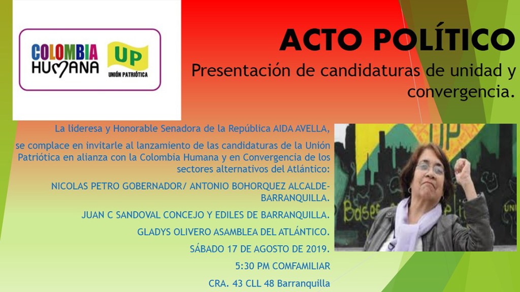 Aida Avella presentará lista de Convergencia en&nbsp;Barranquilla