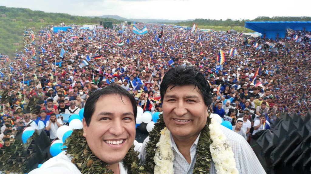 Líder boliviano Evo Morales alienta victoria de Arauz en&nbsp;Ecuador