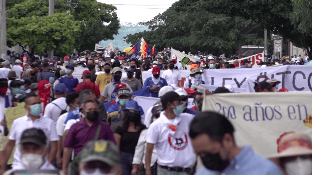 Así fue la multitudinaria  marcha contra Nayib&nbsp;Bukele