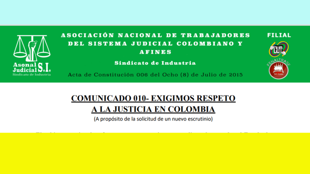 EXIGIMOS RESPETO A LA JUSTICIA EN&nbsp;COLOMBIA