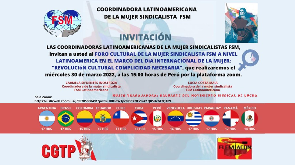Importante Foro Cultural de la Mujer Sindicalista convoca la&nbsp;FSM