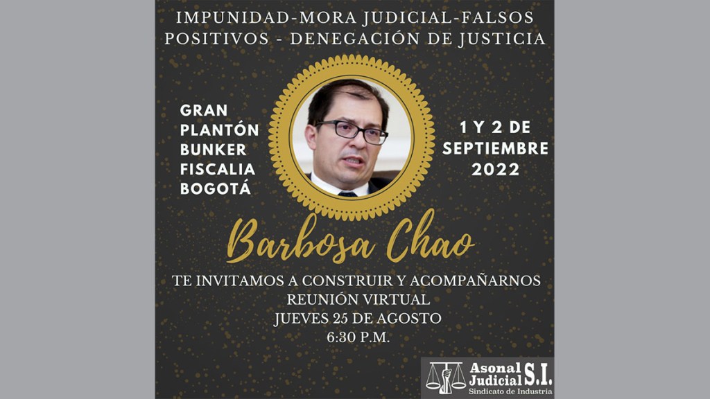 Asonaljudicial convoca plantón frente al búnker de la Fiscalía. 1 y 2 de&nbsp;septiembre