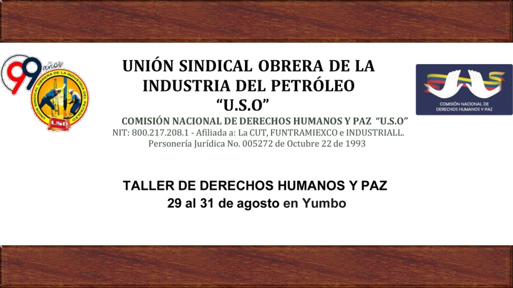 Sindicato petrolero convoca Taller sobre Paz y Derechos Humanos en Yumbo, Valle del&nbsp;Cauca