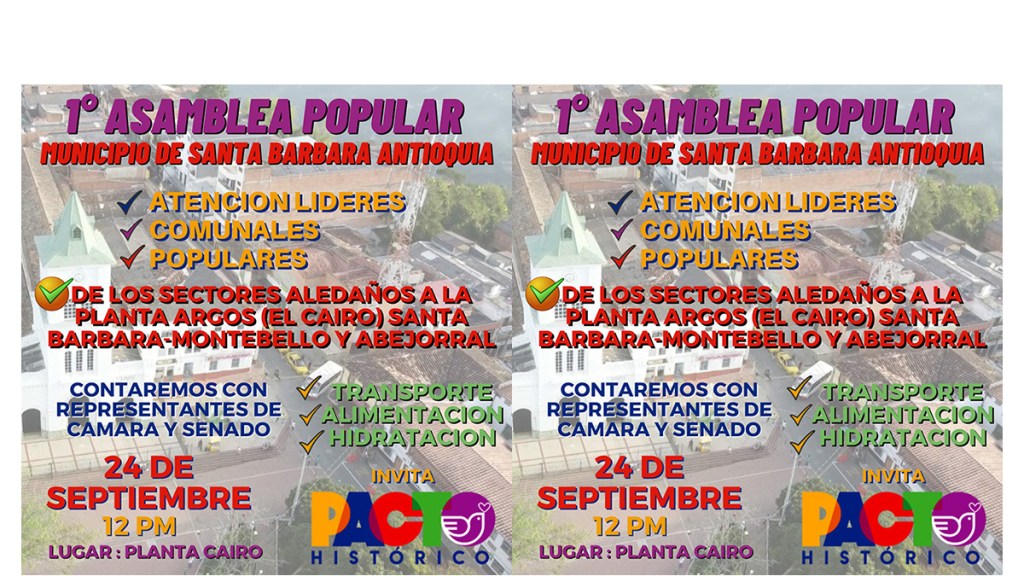 Primera Asamblea Popular en Santa Bárbara,&nbsp;Antioquia