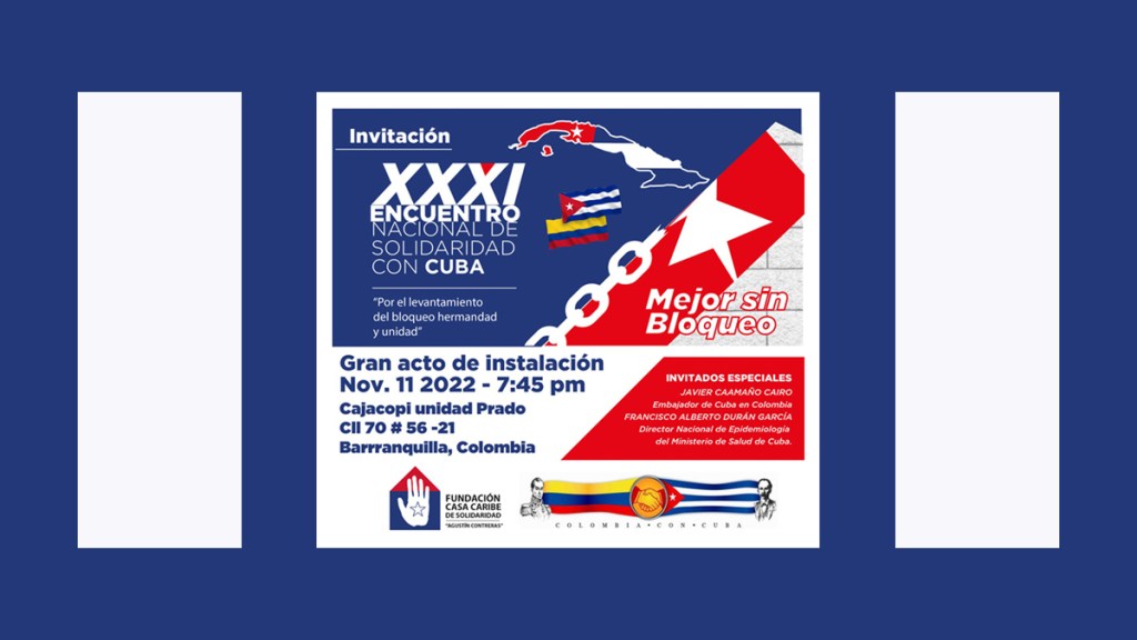 En Barranquilla harán el XXXI Encuentro Colombiano de Solidaridad con&nbsp;Cuba