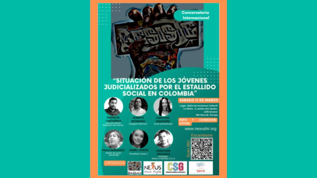 En Suiza, Conversatorio «Situación de los jóvenes judicializados por el Estallido social en&nbsp;Colombia»