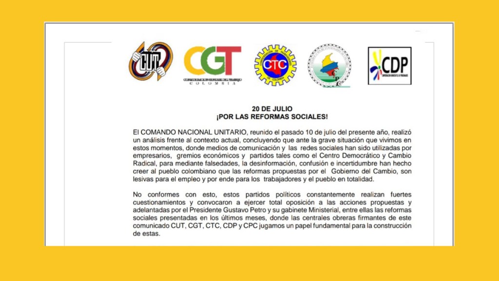 20 DE JULIO ¡POR LAS REFORMAS&nbsp;SOCIALES!