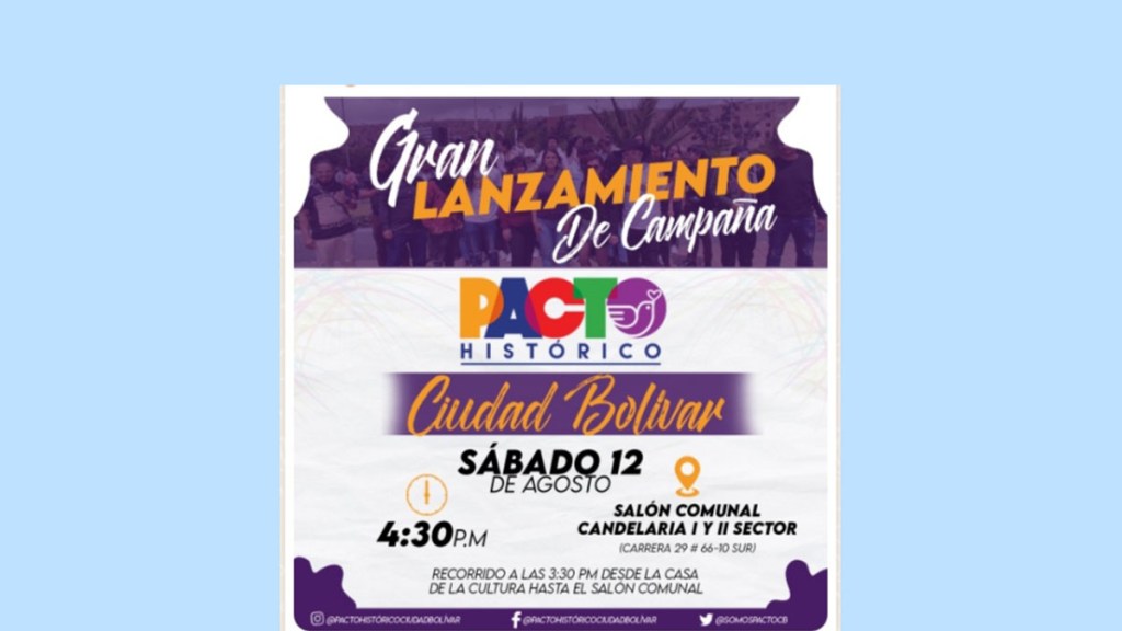 Lanzamiento de lista a Jal del Pacto Histórico en Ciudad Bolívar el 12 de&nbsp;agosto