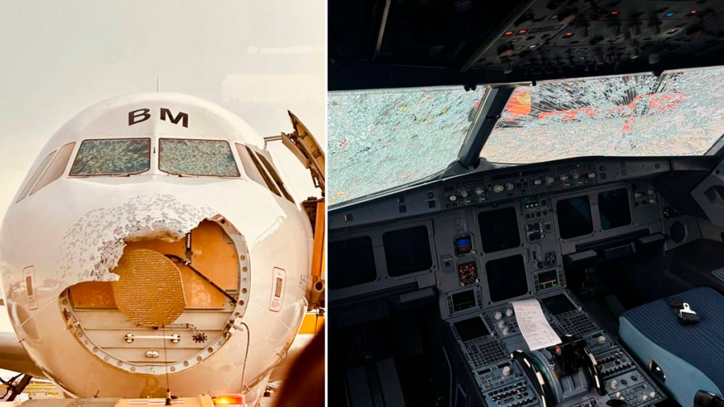 Catastrófica granizada destroza la nariz y el parabrisas de un avión en pleno vuelo&nbsp;(FOTOS)