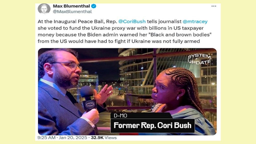 Cori Bush reveló la verdadera razón por la que algunos demócratas votaron a favor de los proyectos de ley de ayuda a&nbsp;Ucrania