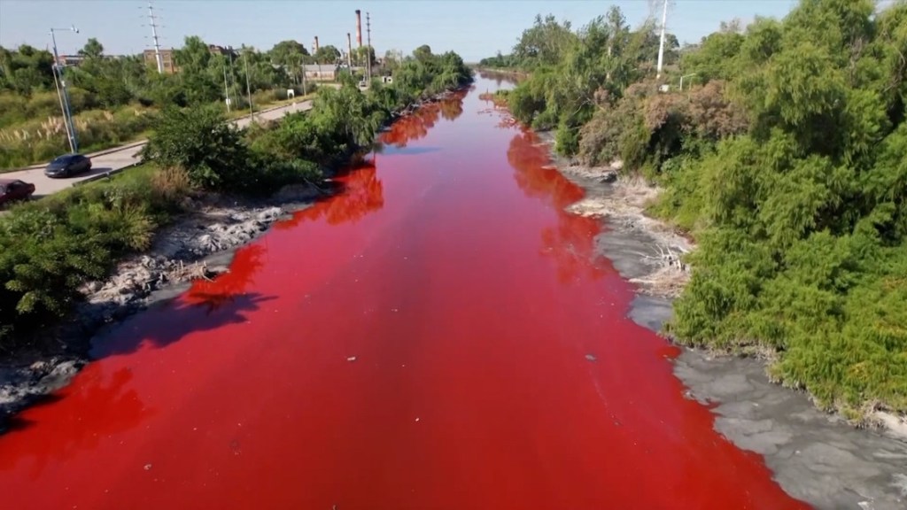 VIDEO: Agua color sangre fluye por un canal de Buenos&nbsp;Aires