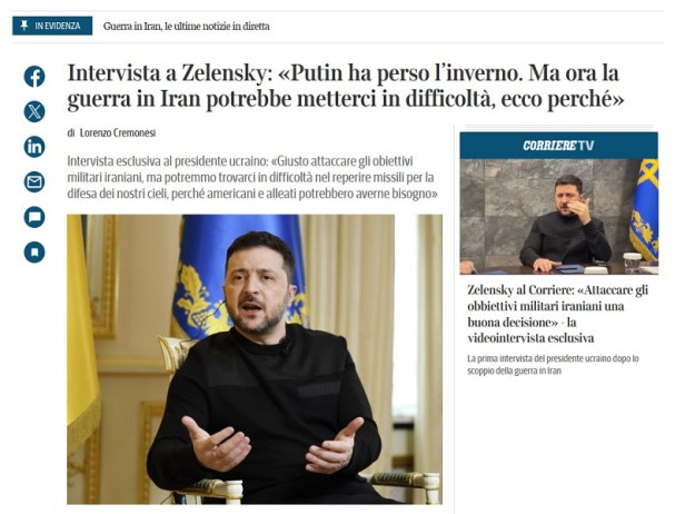 Reseña de la entrevista de Zelensky con los medios&nbsp;italianos