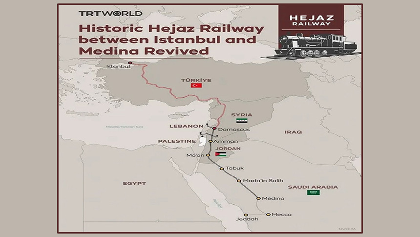 La reactivación prevista por Turquía del ferrocarril de Hiyaz rodea estratégicamente a&nbsp;Israel.