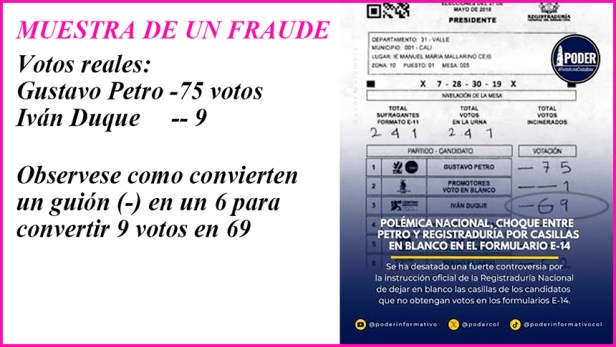 FRENTE AL ADVERTIDO FRAUDE EN LAS ELECCIONES PRESIDENCIALES EN COLOMBIA, MOVILIZACIÓN POPULAR,&nbsp;YA!