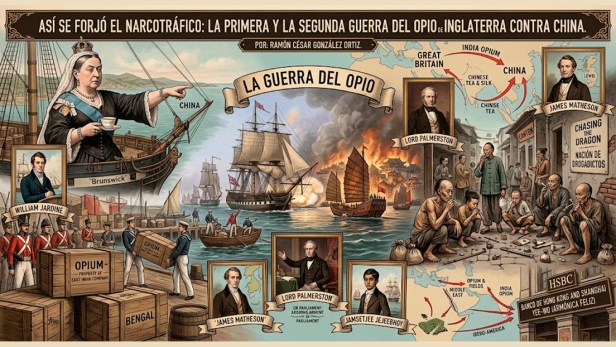 Así se forjo el narcotráfico: la primera y la segunda guerra del opio de Inglaterra contra&nbsp;China.